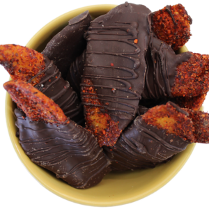 Mango Enchilado Con Sal Rosa Del Himalaya Cubierto Con Chocolate Sin Azúcar
